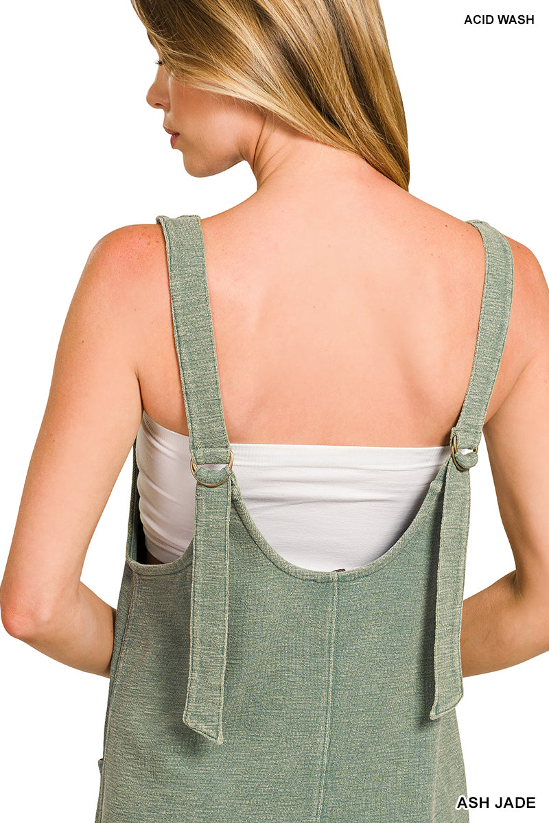 Washed Slub Adjustable Overall Dress